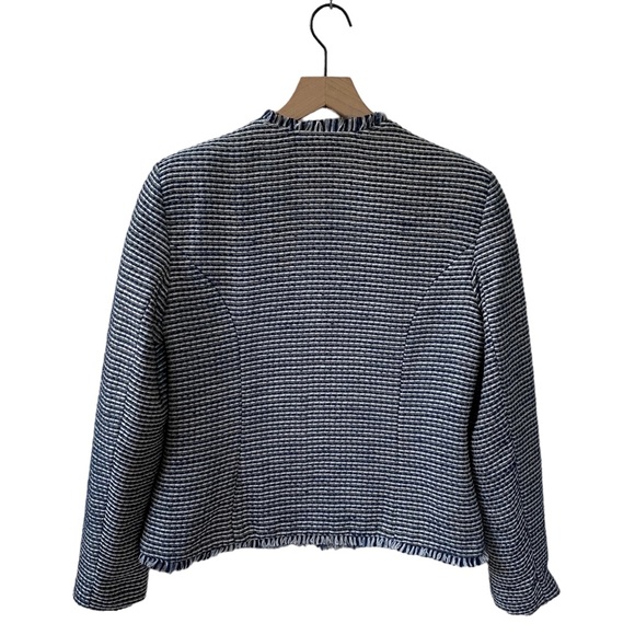 C&B Navy Fringed Tweed Cropped Jacket - Picture 2 of 8